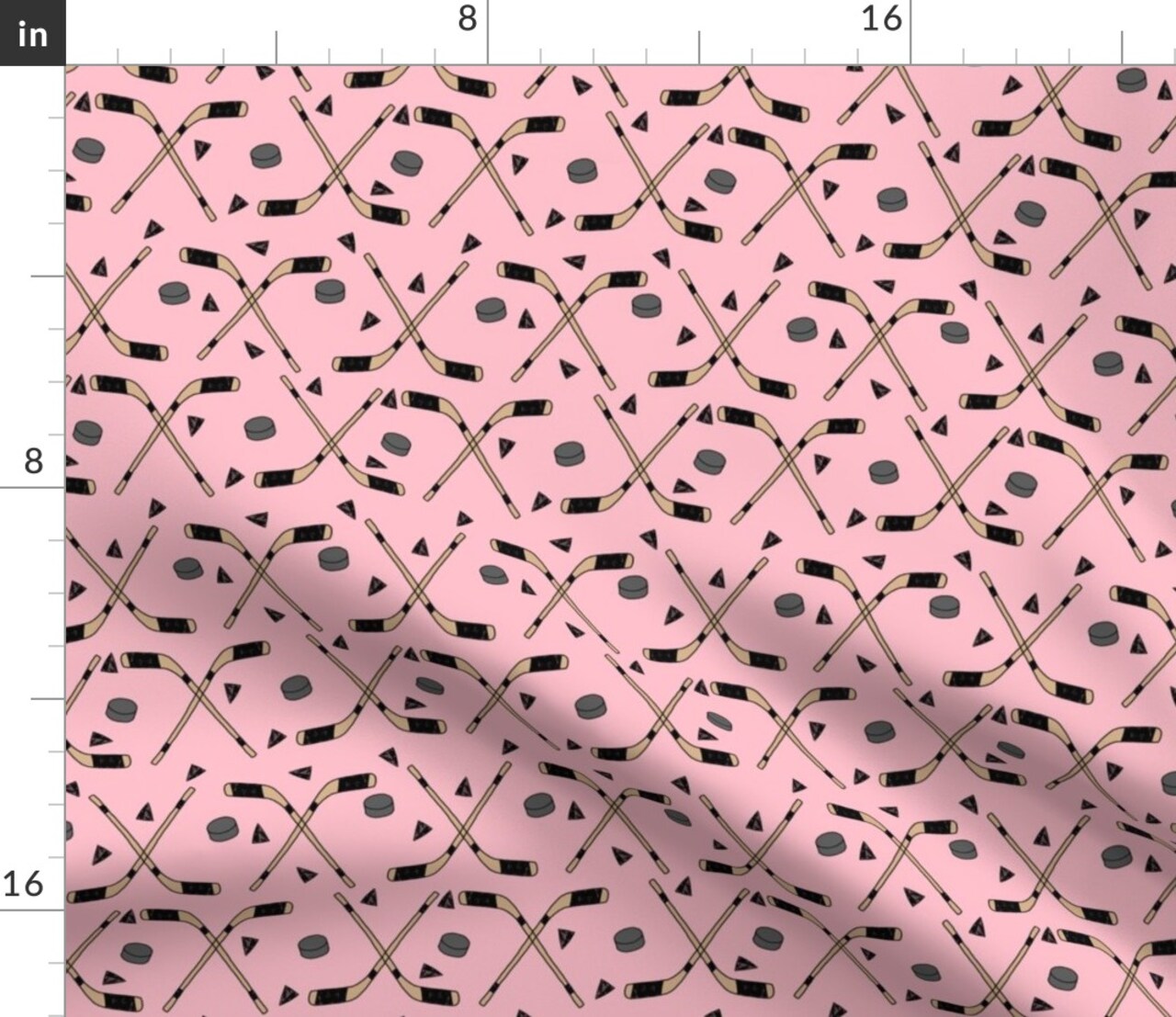 Hockey Sports Sport Ice Kids Pink Sticks Outdoor Exercise Custom Printed Fabric by Spoonflower Various Fabrics by the Yard or Fat Quarter